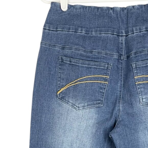 Back In The Saddle Womens Pull-on Stretch Flared Embroidered Blue Jeans Sz Small - Picture 6 of 12